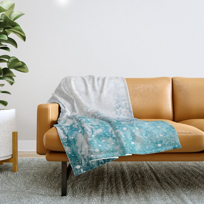 Snowy Pines Throw Blanket Gallery Image 1