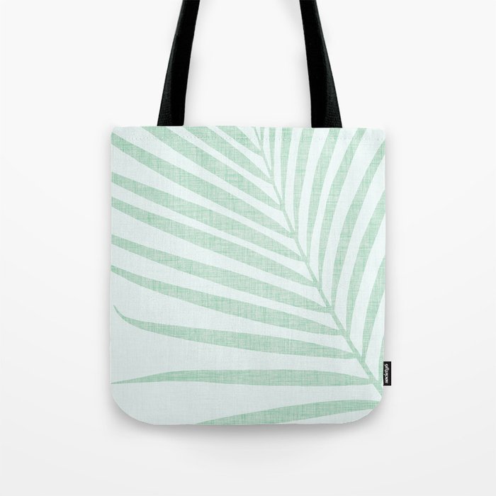 Mint Green Minimal Palm Silhouette Tote Bag Gallery Image 1