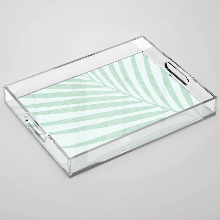 Mint Green Minimal Palm Silhouette Acrylic Tray Gallery Image 1