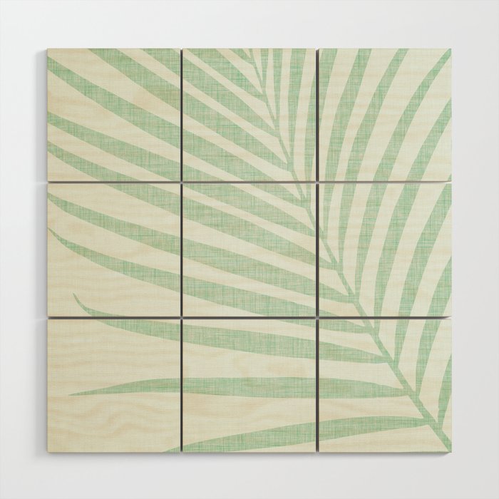 Mint Green Minimal Palm Silhouette Wood Wall Art Gallery Image 1