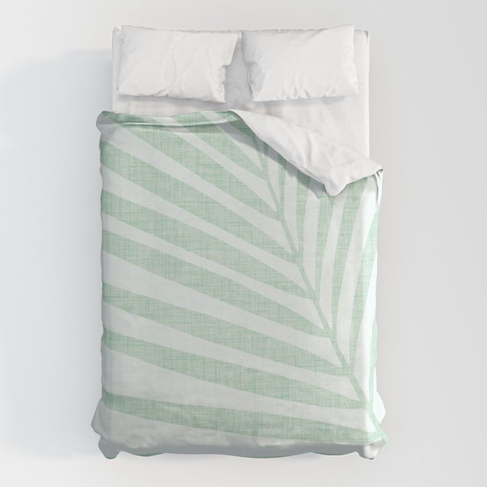 Mint Green Minimal Palm Silhouette Duvet Cover Gallery Image 1