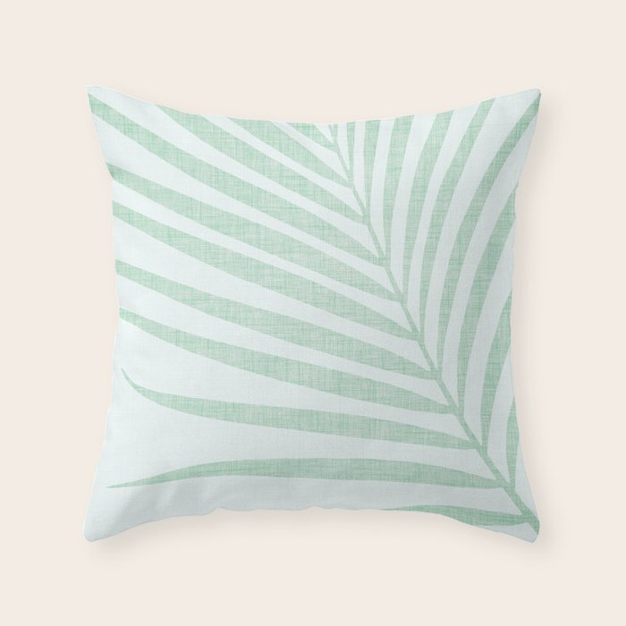 Mint Green Minimal Palm Silhouette Throw Pillow Gallery Image 6