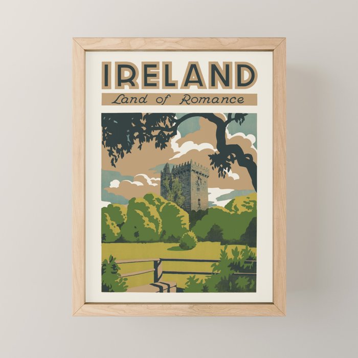 Ireland Land of Romance Vintage Travel Poster, 1930s Mini Art Print Gallery Image 1