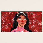 Festive groovy retro holiday woman portrait Desk Mat Gallery Image 3