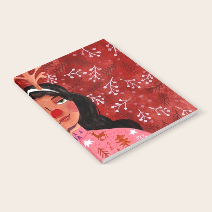 Festive groovy retro holiday woman portrait Notebook Gallery Image 1