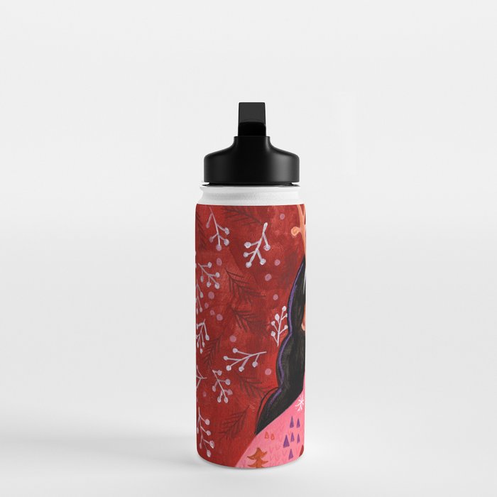 Festive groovy retro holiday woman portrait Water Bottle Gallery Image 3