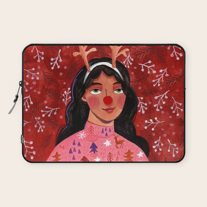 Festive groovy retro holiday woman portrait Laptop Sleeve Gallery Image 1