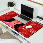 Festive groovy retro holiday woman portrait Desk Mat Gallery Image 2
