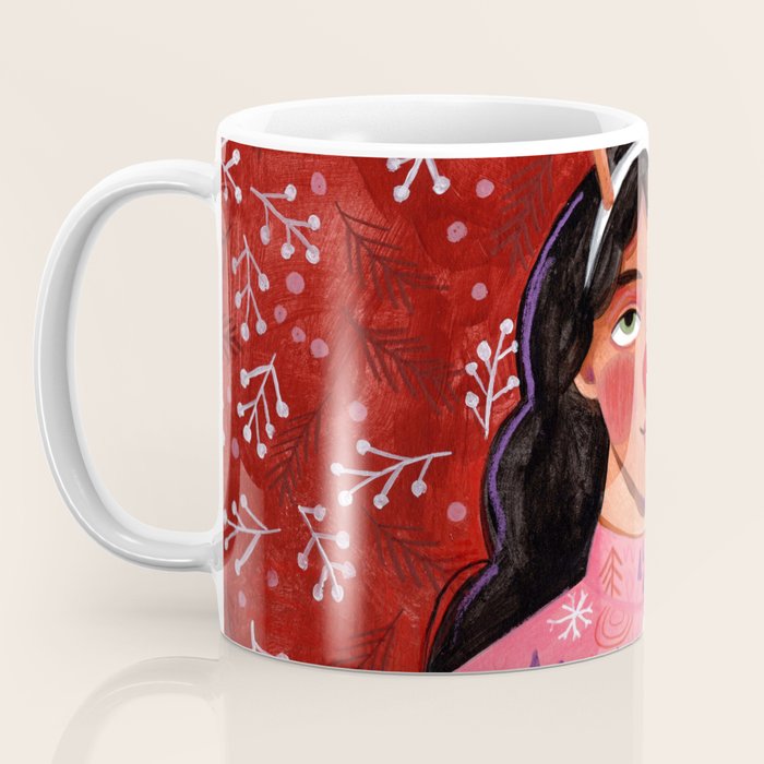 Festive groovy retro holiday woman portrait Coffee Mug Gallery Image 3