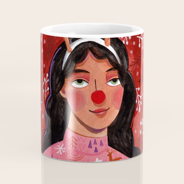 Festive groovy retro holiday woman portrait Coffee Mug Gallery Image 4