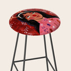 Festive groovy retro holiday woman portrait Stool Gallery Image 2