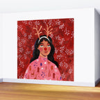 Festive groovy retro holiday woman portrait Wall Mural Gallery Image 2