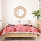 Festive groovy retro holiday woman portrait Duvet Cover Gallery Image 3