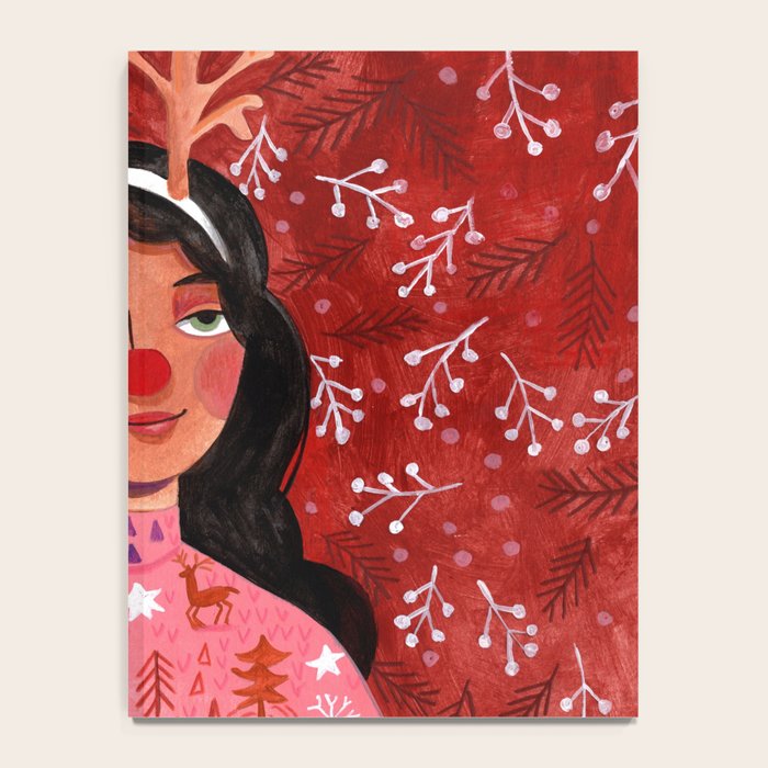Festive groovy retro holiday woman portrait Notebook Gallery Image 4