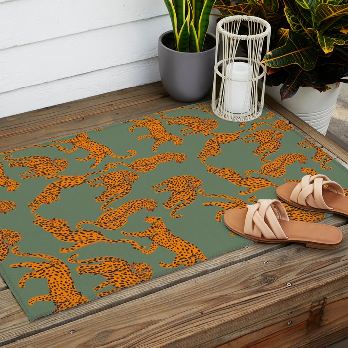 Modern Tigers with red lips illustration  Outdoor Rug Gallery Image 2