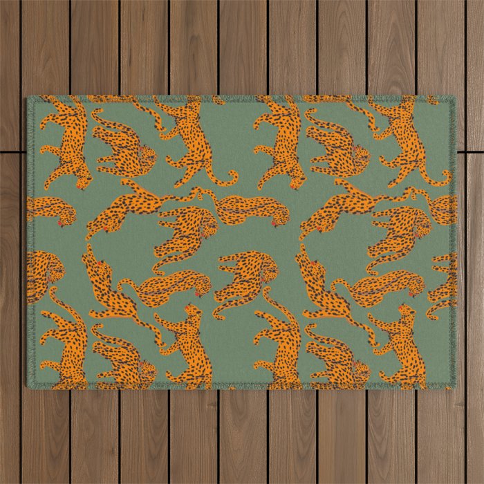 Modern Tigers with red lips illustration  Outdoor Rug Gallery Image 1