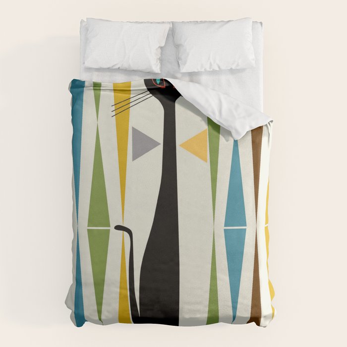 Mid-Century Modern Art Cat 2 Duvet Cover Gallery Image 1