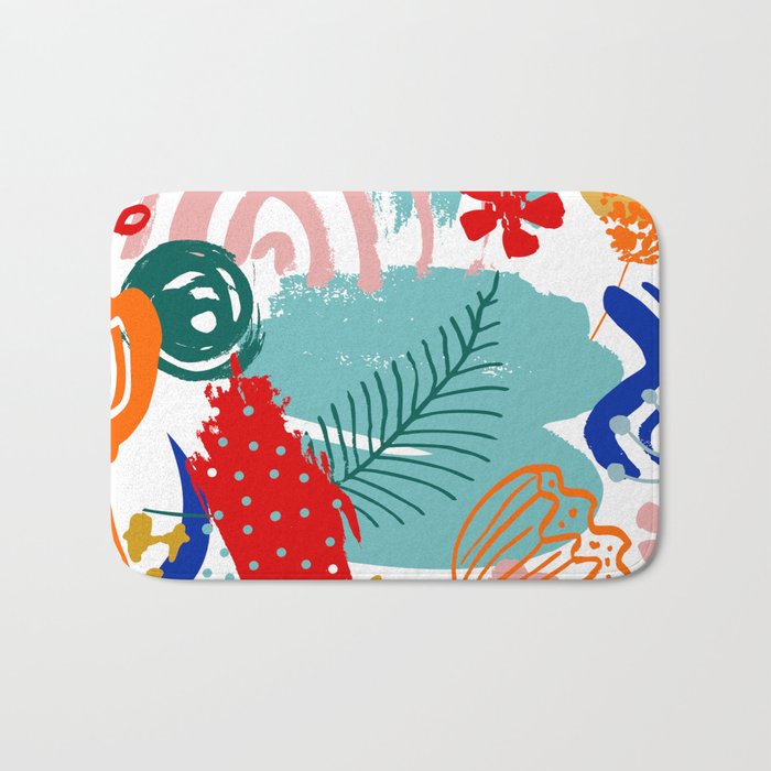 Summer Floral Prints, Abstract, Colourful Prints. Bath Mat Gallery Image 1