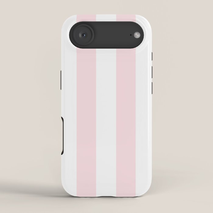 Simply Vertical Stripes Flamingo Pink on White iPhone Case Gallery Image 2