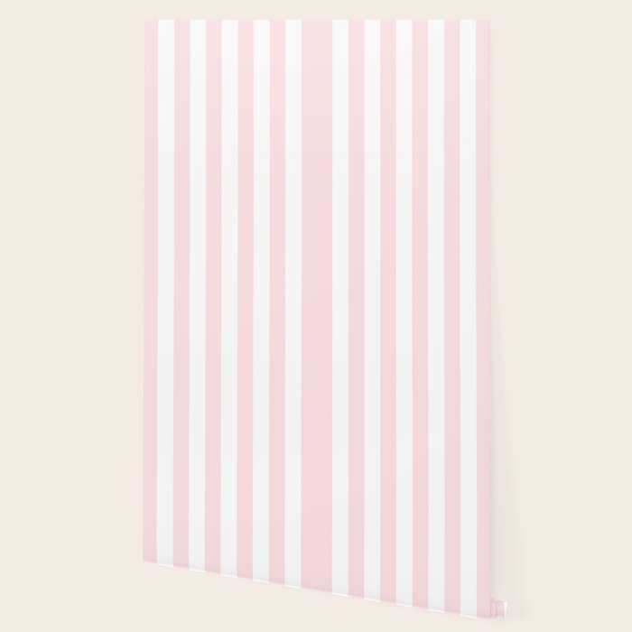 Simply Vertical Stripes Flamingo Pink on White Wallpaper Gallery Image 2