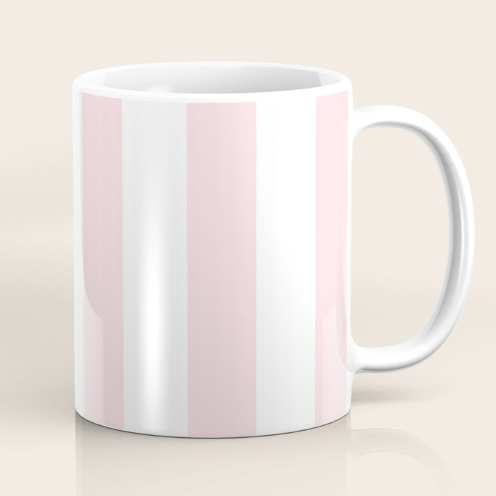 Simply Vertical Stripes Flamingo Pink on White Coffee Mug Gallery Image 1