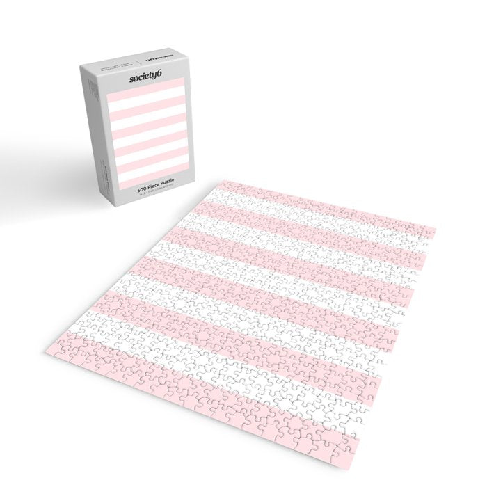 Simply Vertical Stripes Flamingo Pink on White Jigsaw Puzzle Gallery Image 2