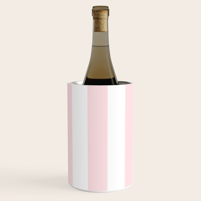 Simply Vertical Stripes Flamingo Pink on White Wine Chiller Gallery Image 2
