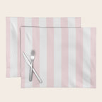 Simply Vertical Stripes Flamingo Pink on White Placemat Gallery Image 1