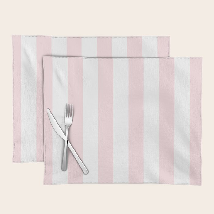 Simply Vertical Stripes Flamingo Pink on White Placemat Gallery Image 1