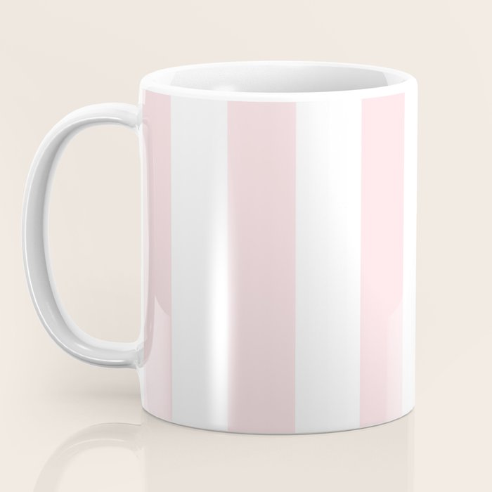 Simply Vertical Stripes Flamingo Pink on White Coffee Mug Gallery Image 3