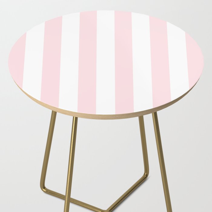 Simply Vertical Stripes Flamingo Pink on White Side Table Gallery Image 2