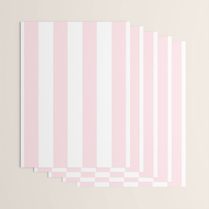 Simply Vertical Stripes Flamingo Pink on White Wrapping Paper Gallery Image 3