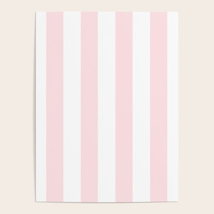 Simply Vertical Stripes Flamingo Pink on White Poster Gallery Image 1