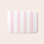 Simply Vertical Stripes Flamingo Pink on White Bath Mat Gallery Image 1