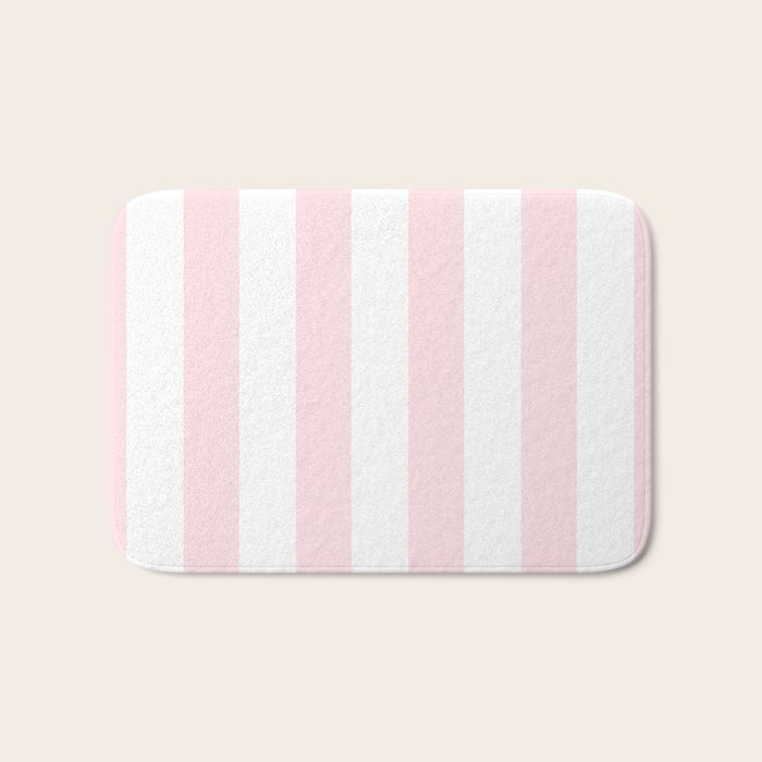 Simply Vertical Stripes Flamingo Pink on White Bath Mat Gallery Image 1