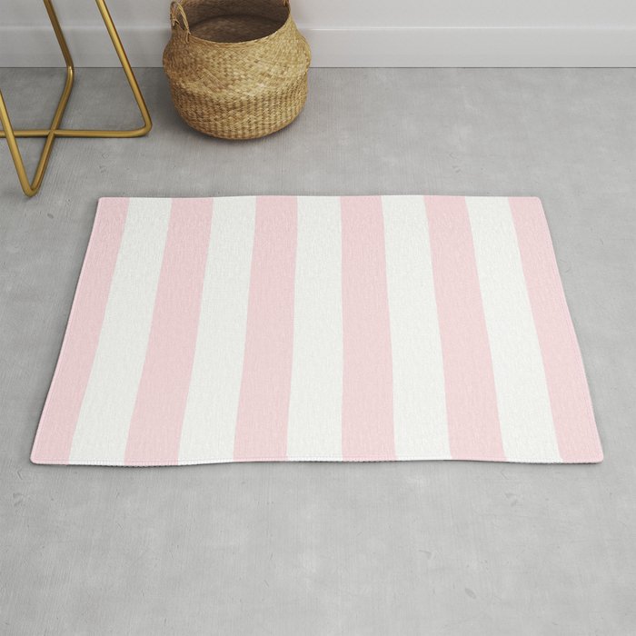 Simply Vertical Stripes Flamingo Pink on White Rug Gallery Image 1