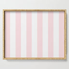 Simply Vertical Stripes Flamingo Pink on White Serving Tray Gallery Image 1
