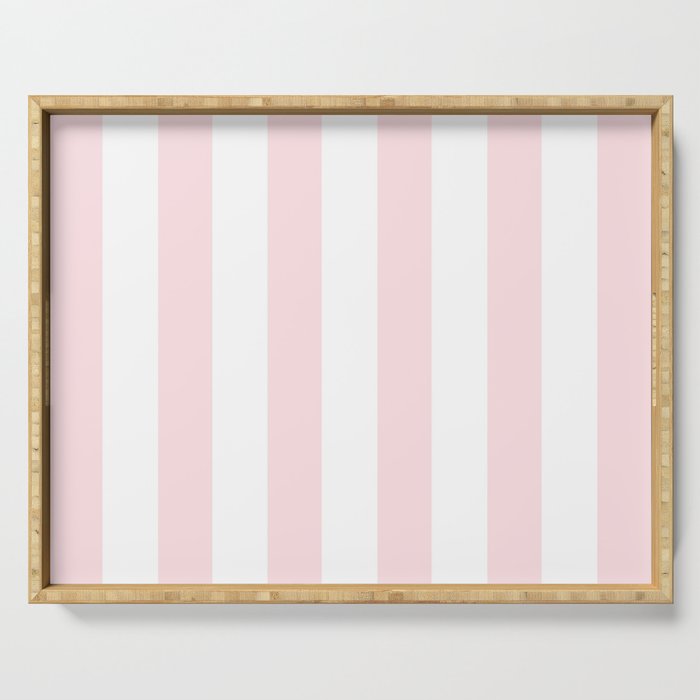Simply Vertical Stripes Flamingo Pink on White Serving Tray Gallery Image 1