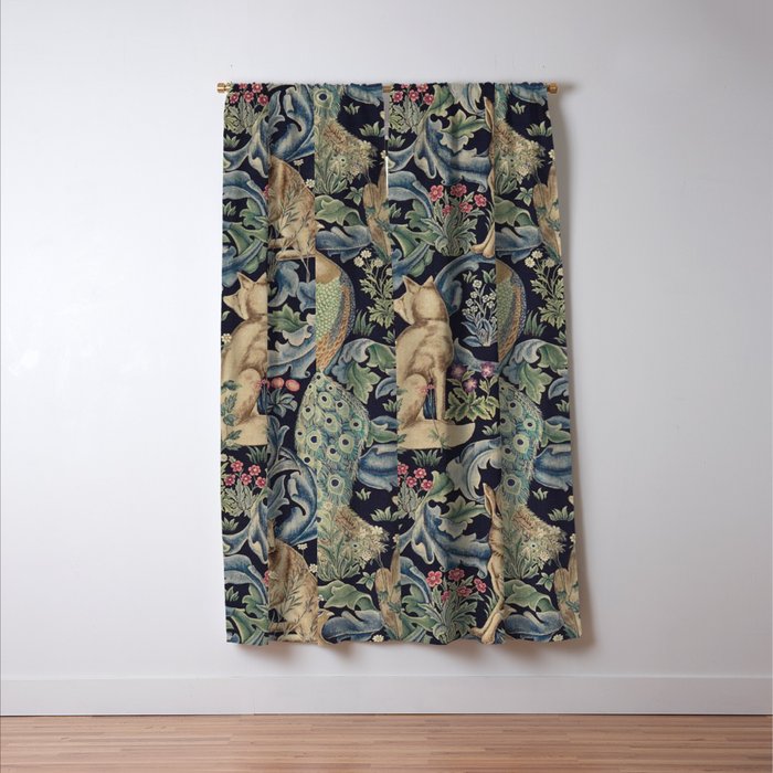 William Morris Vintage Craftsman Forest Compilation Indigo Blue  Window Curtain Gallery Image 3