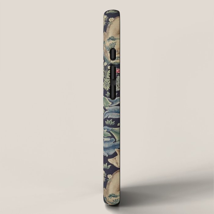 William Morris Vintage Craftsman Forest Compilation Indigo Blue  iPhone Case Gallery Image 2
