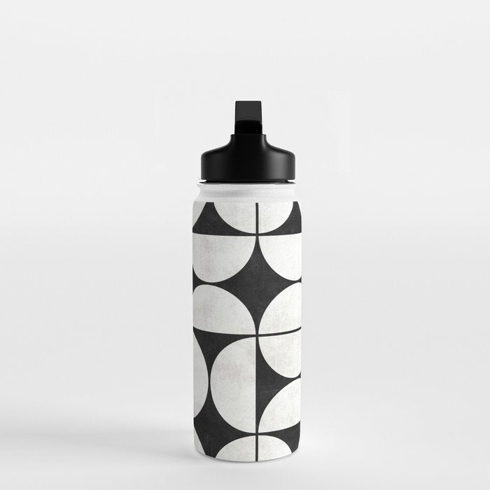 Mid-Century Modern Pattern No.2 - Black and White Water Bottle Gallery Image 3