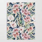 Birds in lush night garden flowers Poster Gallery Image 4