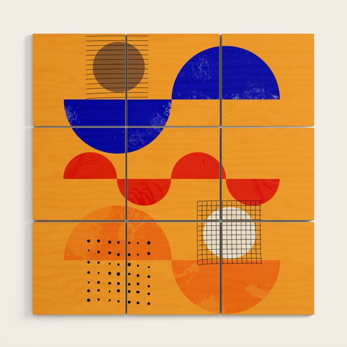 Mid-century shapes abstract no7 Wood Wall Art Gallery Image 1
