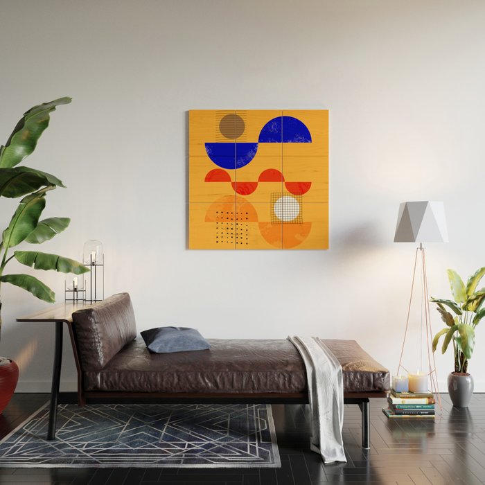 Mid-century shapes abstract no7 Wood Wall Art Gallery Image 2
