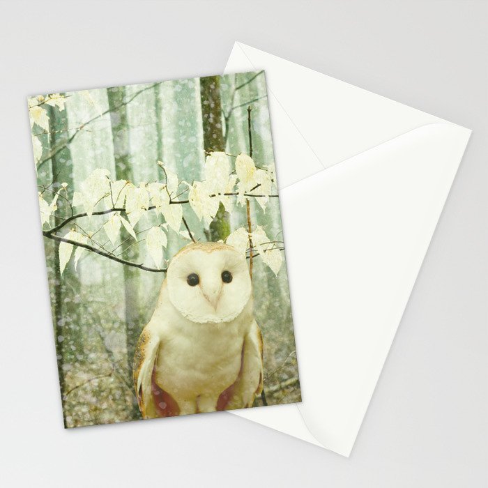 Winter Owl - whimsical snowy winter forest photo Stationery Card Gallery Image 2