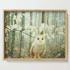 Winter Owl - whimsical snowy winter forest photo Serving Tray Gallery Image 1