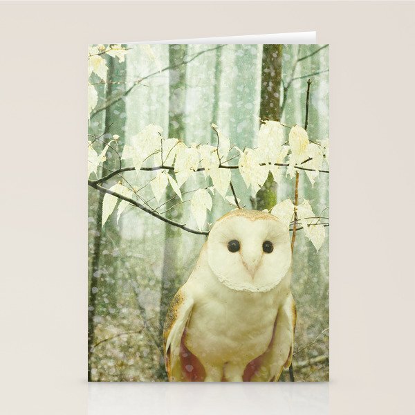 Winter Owl - whimsical snowy winter forest photo Stationery Card Gallery Image 2