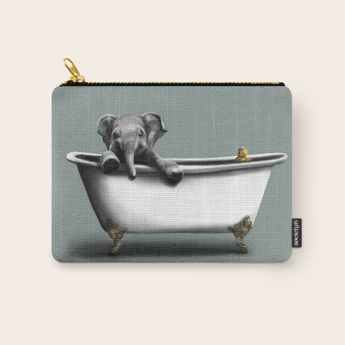 Elephant in Bath Carry All Pouch Gallery Image 1