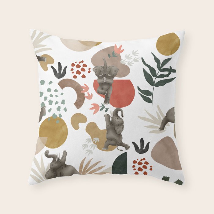 Elephant yoga 01 Throw Pillow Gallery Image 6