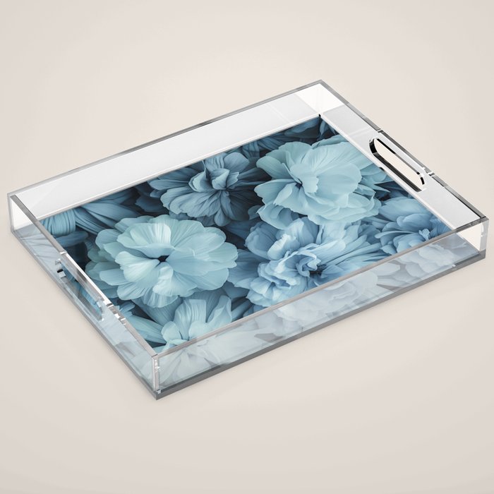 Floral Romance Vintage Nostalgia Aqual Blue Acrylic Tray Gallery Image 1